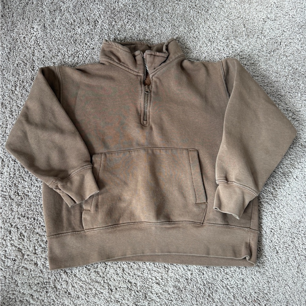 Girls Zara espresso brown quarter cropped Zip-Up Sweatshirt size 8